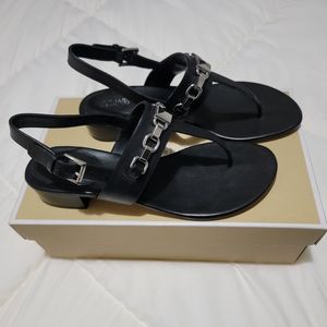 Michael Kors Black Leather Charlton Sandal Size 8